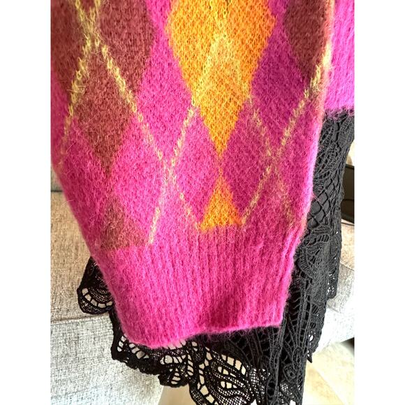 Daydreamer Fuchsia Sunset Argyle Cardigan Size Large NWT - Picture 5 of 7